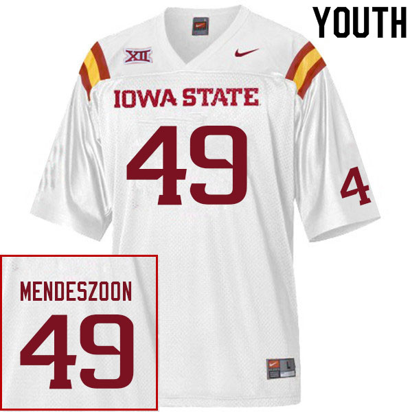 Youth #49 Myles Mendeszoon Iowa State Cyclones College Football Jerseys Sale-White